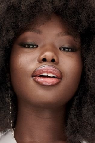 Close up of woman with lipstick on